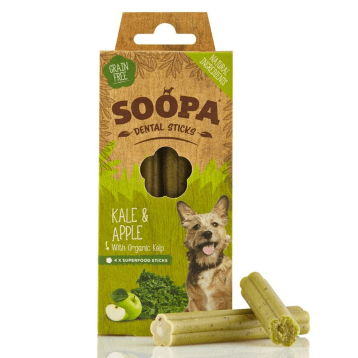 Soopa Dental Sticks Kale & Apple (4 Sticks) - Wuffies